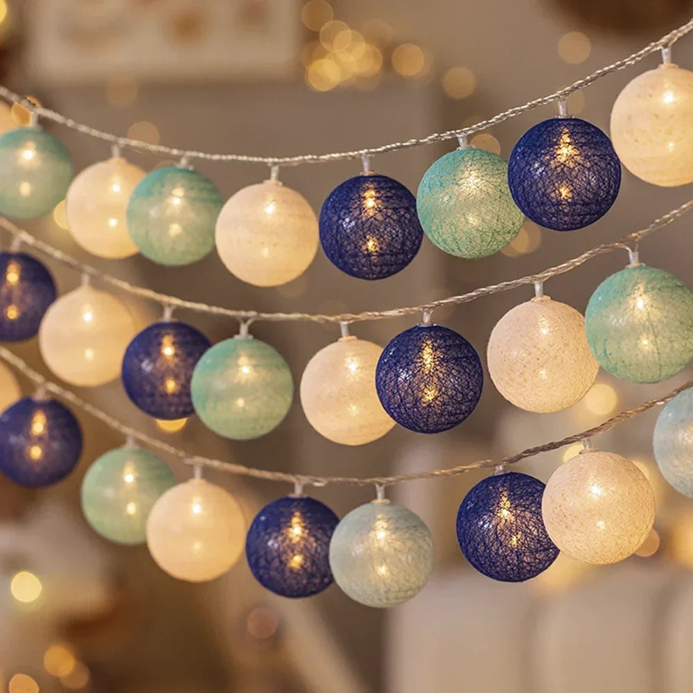 LumaCotton Light Garland – LED Cotton Ball String Lights – Soft Ambient Decor
