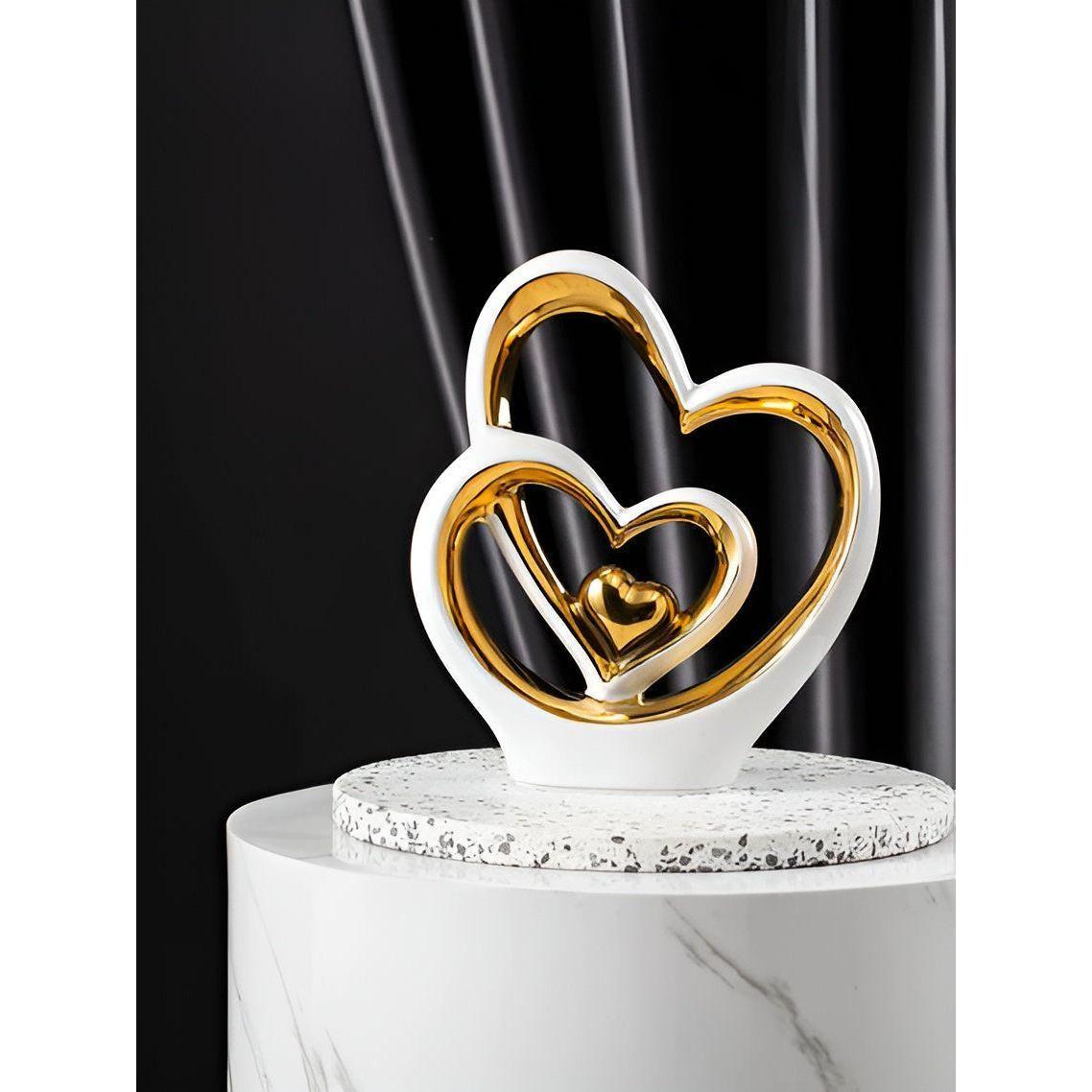 Diora Decorative Figure - Porcelain Double Heart Ornament 0