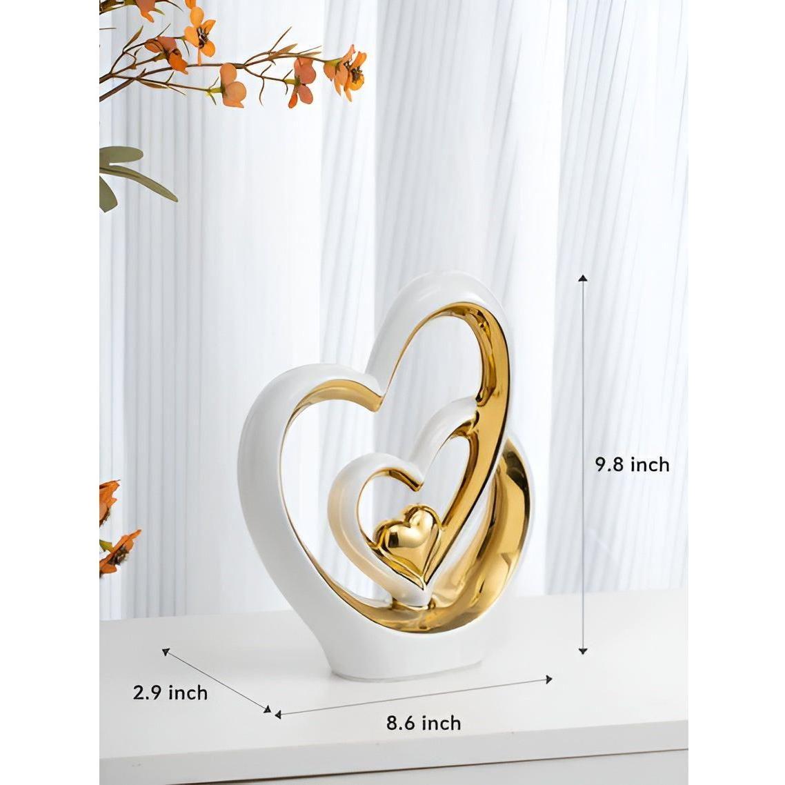 Diora Decorative Figure - Porcelain Double Heart Ornament 2