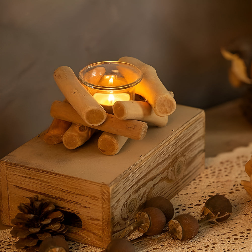 Driftwood Haven Candle Holder - Reclaimed Wood, Rustic Votive Candle Holder 1