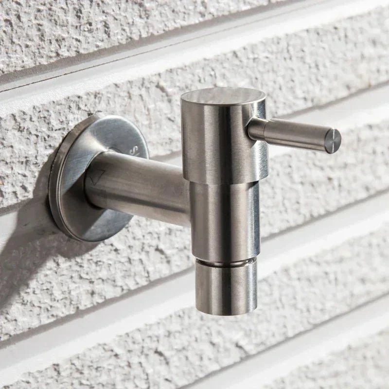 SteelFlow Pro – Dual Outlet Wall Faucet – Outdoor Stainless Steel Tap