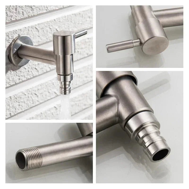 SteelFlow Pro – Dual Outlet Wall Faucet – Outdoor Stainless Steel Tap