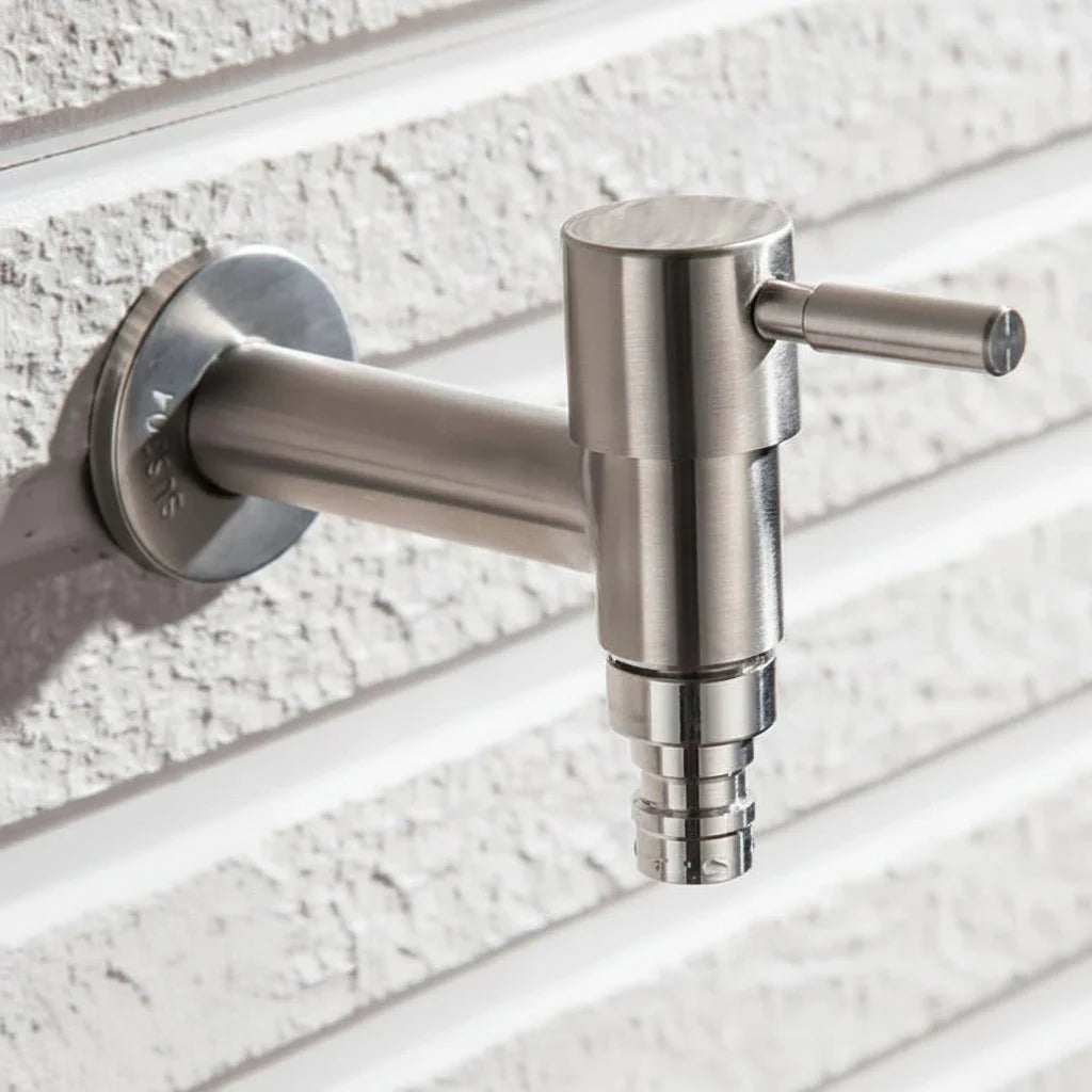SteelFlow Pro – Dual Outlet Wall Faucet – Outdoor Stainless Steel Tap