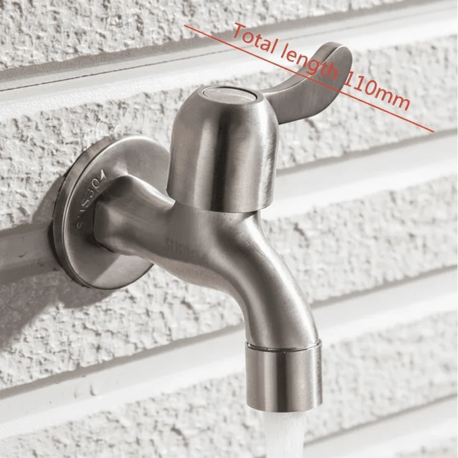 SteelFlow Pro – Dual Outlet Wall Faucet – Outdoor Stainless Steel Tap