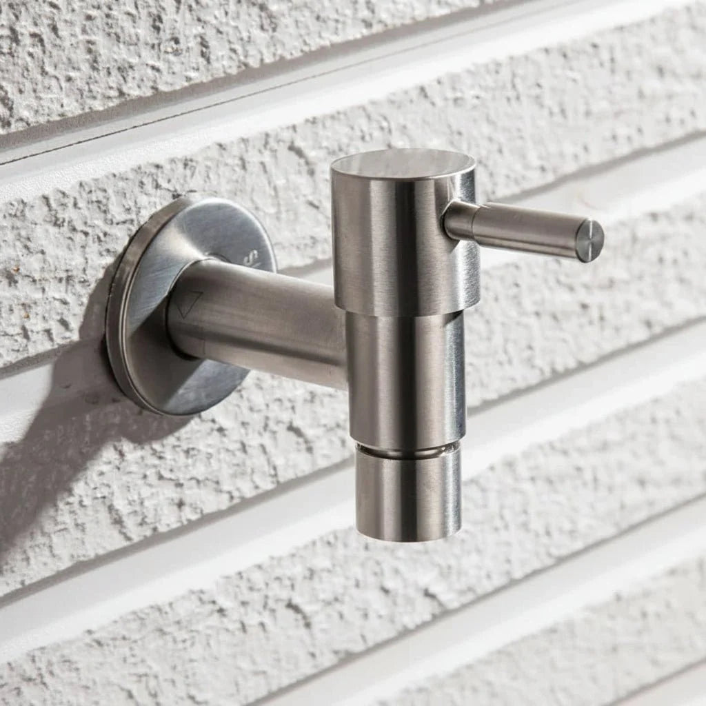 SteelFlow Pro – Dual Outlet Wall Faucet – Outdoor Stainless Steel Tap