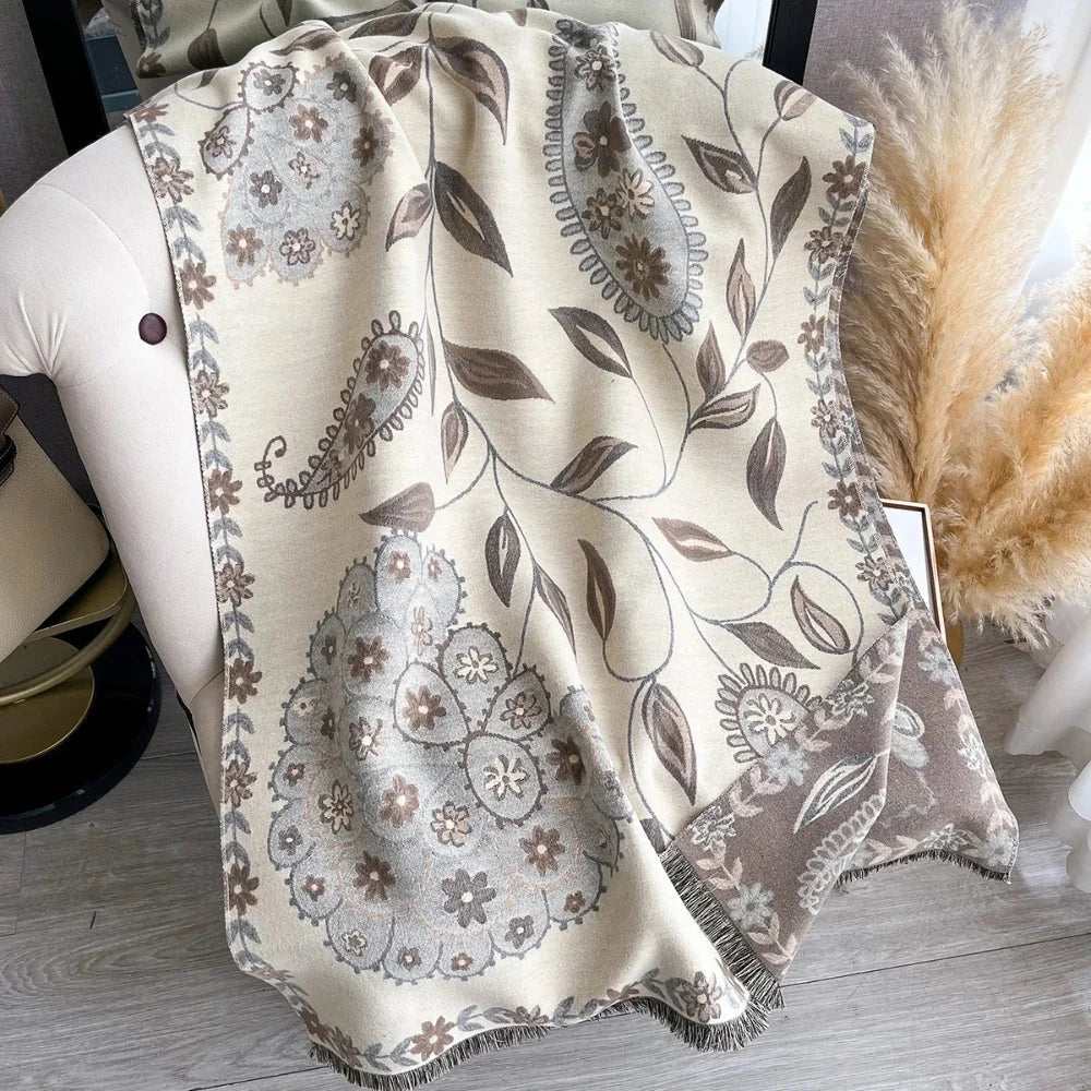 Elara Shawl Scarf - Double-Sided Floral Microfiber, Warm and Stylish 6
