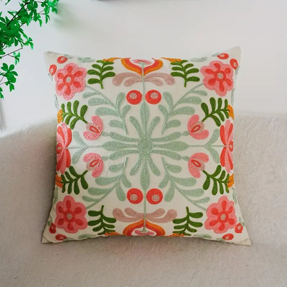 Elysia Floral Cushion Cover - Embroidered Microfiber, Indoor Outdoor Use 3