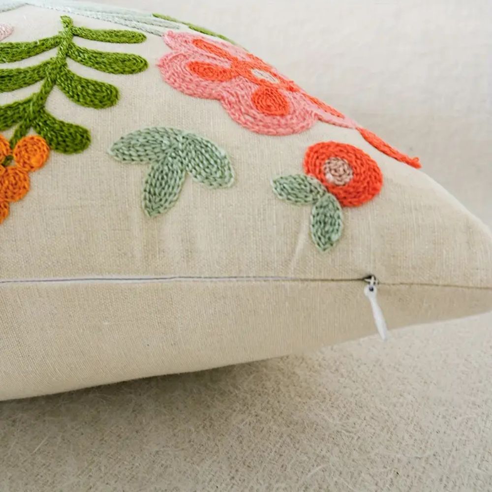 Elysia Floral Cushion Cover - Embroidered Microfiber, Indoor Outdoor Use 5