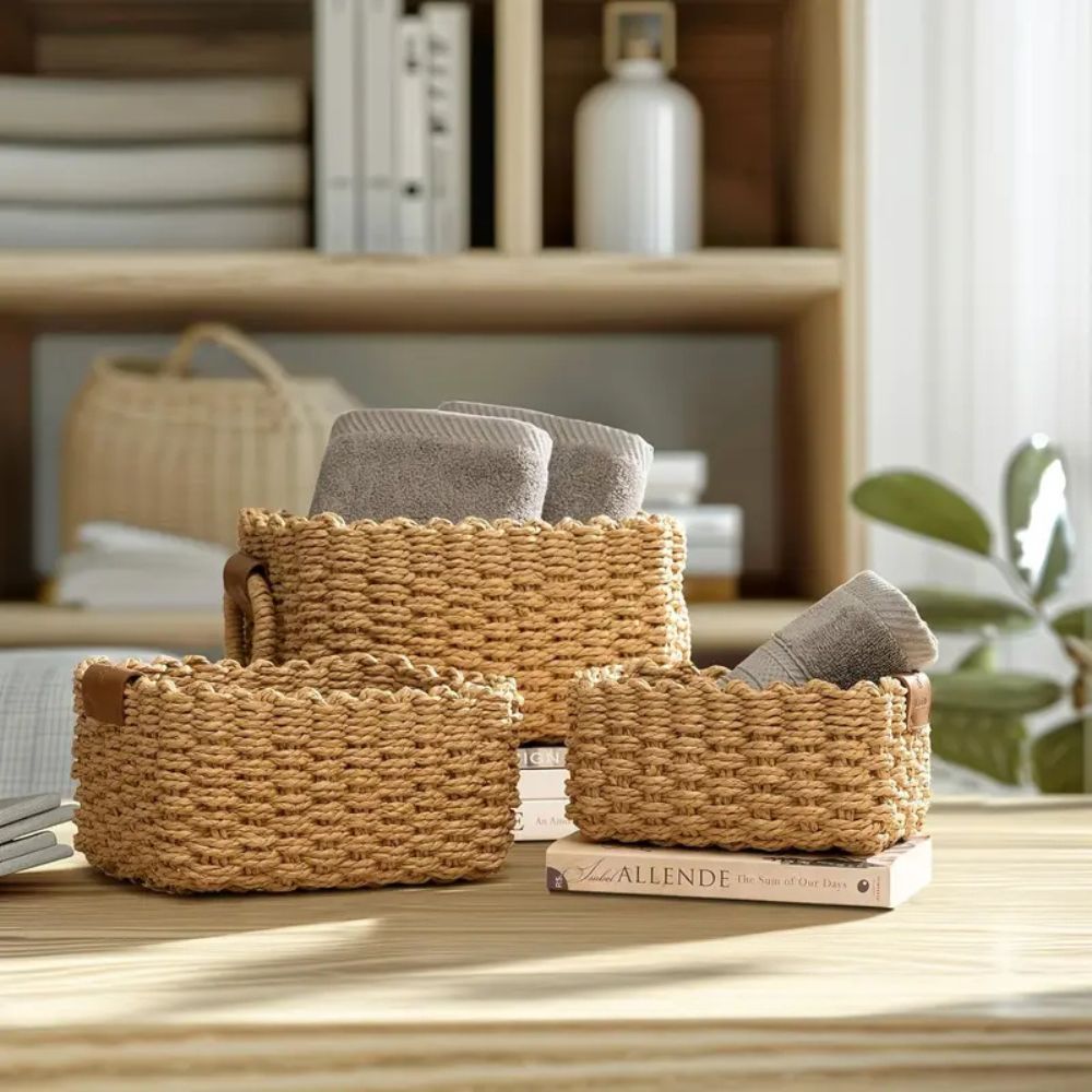 Elysia Rattan Basket Set - Handwoven, Lightweight Storage Baskets 2