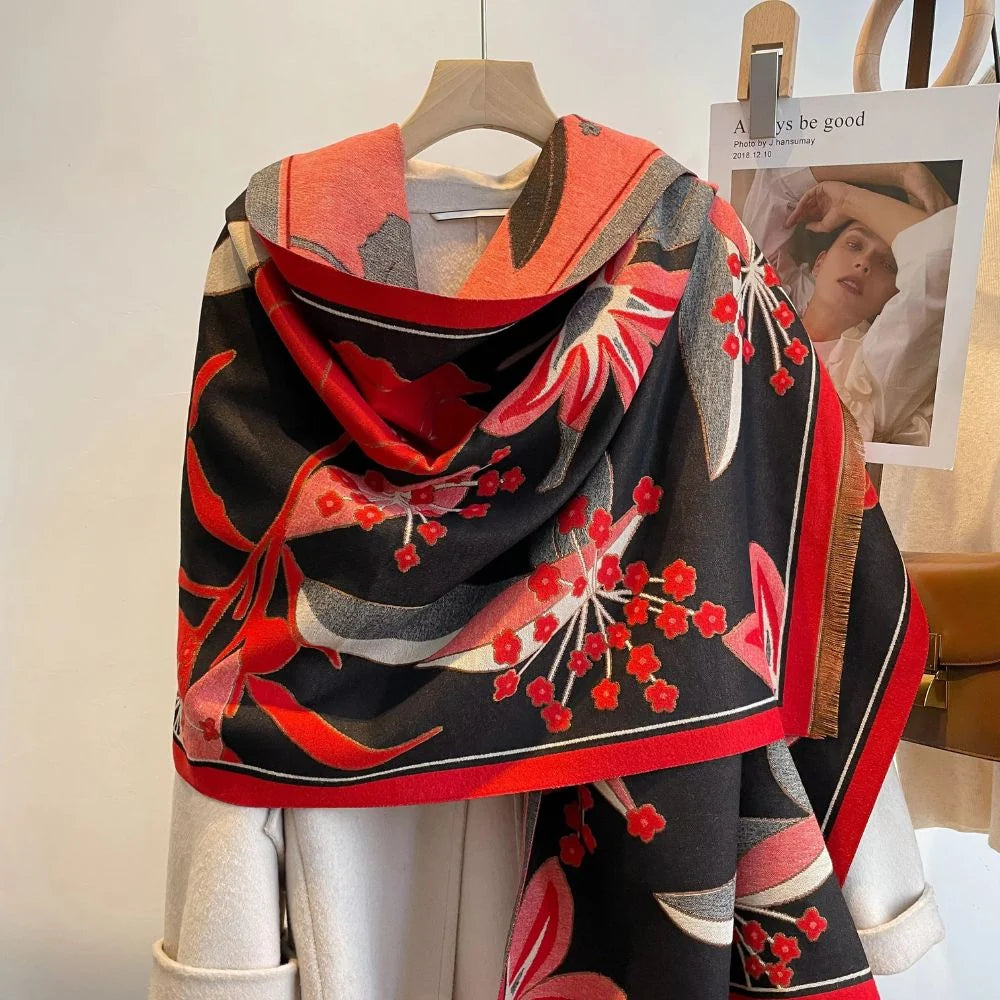 Elysia Scarf for Women - Microfiber Blend, Floral Jacquard Design 6