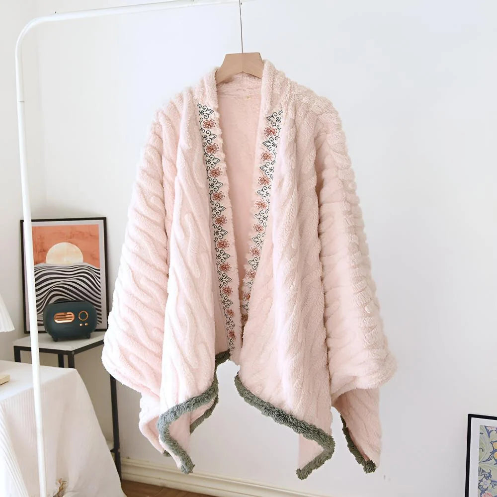 Elysia Shawl Wrap - Embroidered Fleece, Ultra-Soft for Women 0