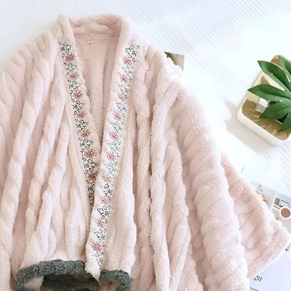 Elysia Shawl Wrap - Embroidered Fleece, Ultra-Soft for Women 3