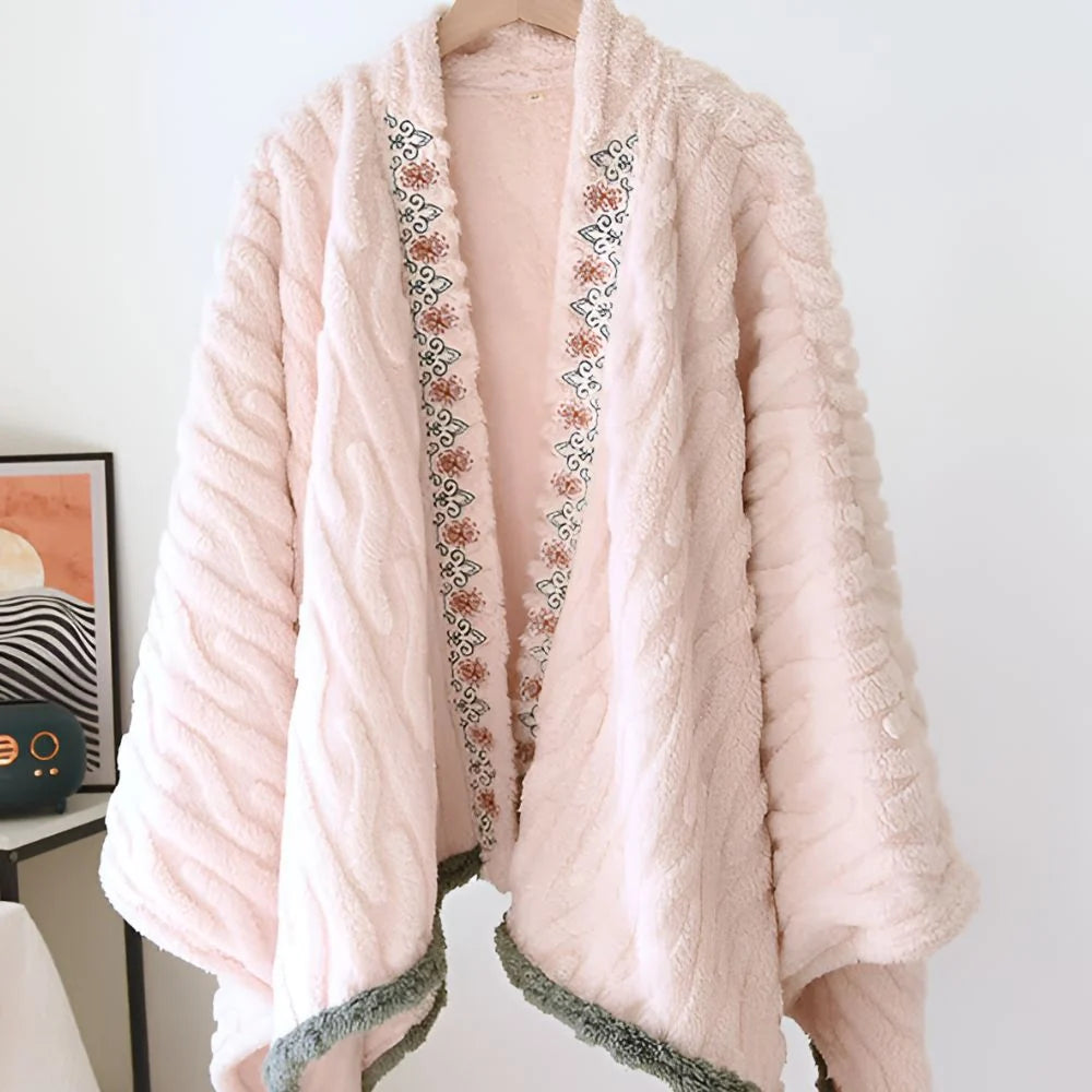 Elysia Shawl Wrap - Embroidered Fleece, Ultra-Soft for Women 5