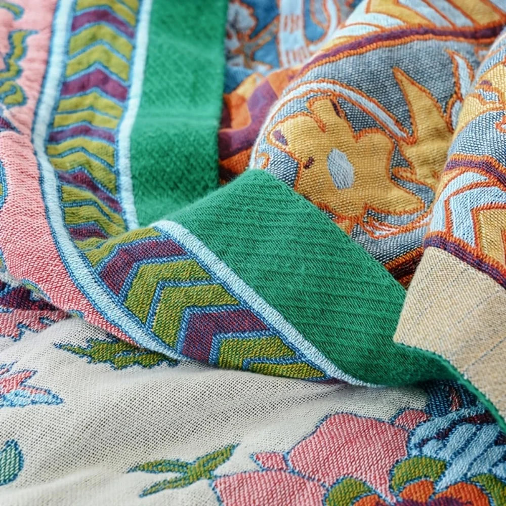 Elysian Floral Blanket - 100% Cotton, Reversible Design 4