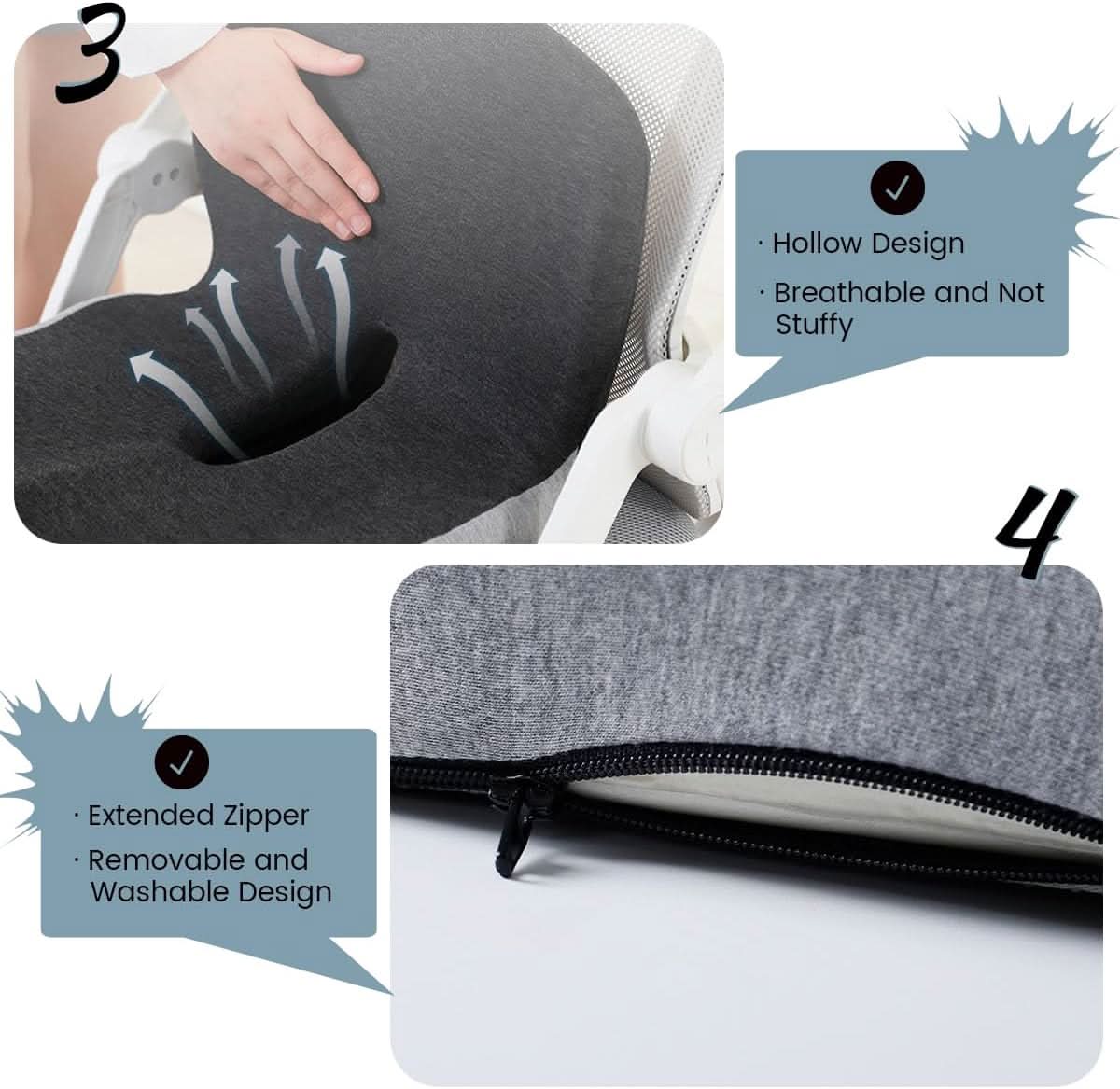 Elysian Seat Cushion - Memory Foam, Ergonomic Design for Comfort 4