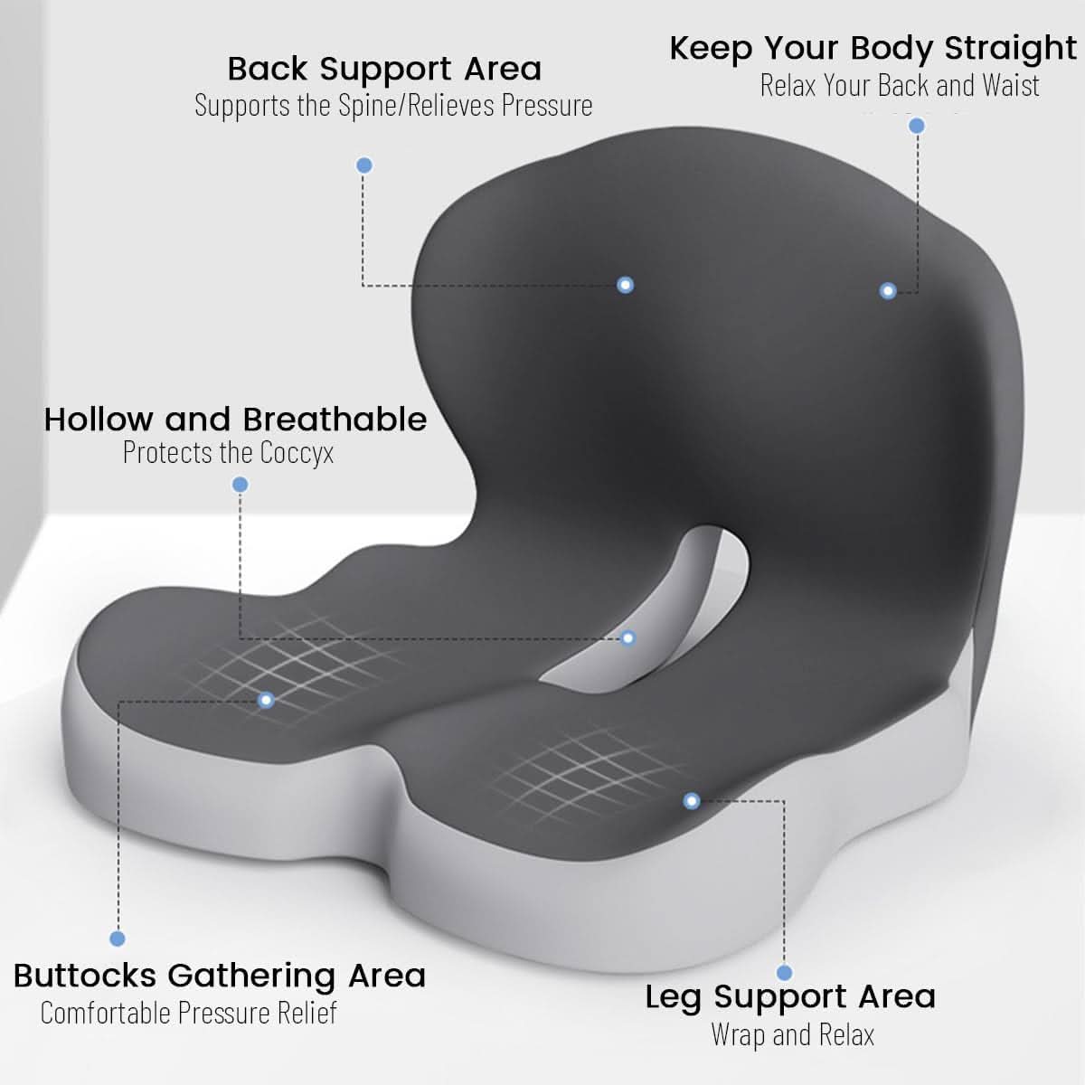 Elysian Seat Cushion - Memory Foam, Ergonomic Design for Comfort 5