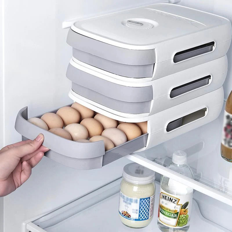 Evara Egg Container for Fridge - Stackable with Pull-Out Drawer 0