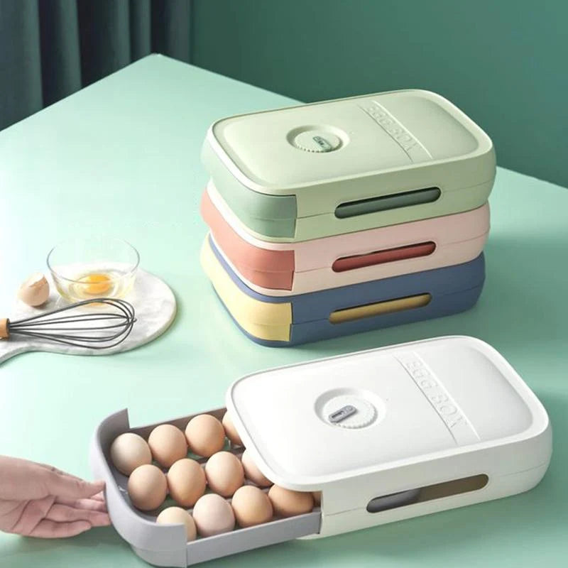 Evara Egg Container for Fridge - Stackable with Pull-Out Drawer 4