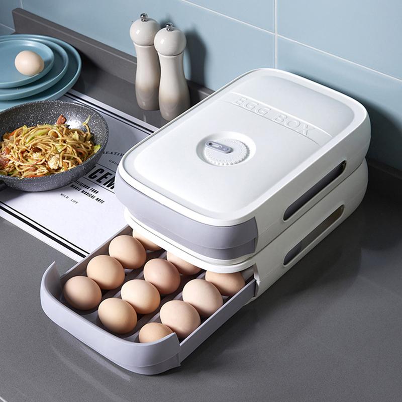 Evara Egg Container for Fridge - Stackable with Pull-Out Drawer 5