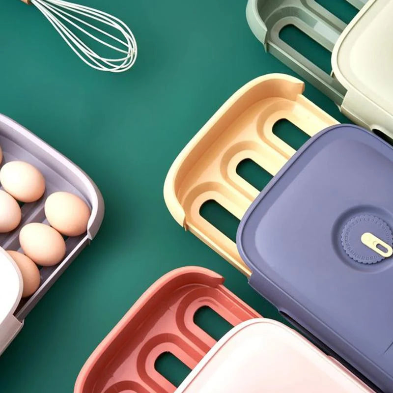 Evara Egg Container for Fridge - Stackable with Pull-Out Drawer 7