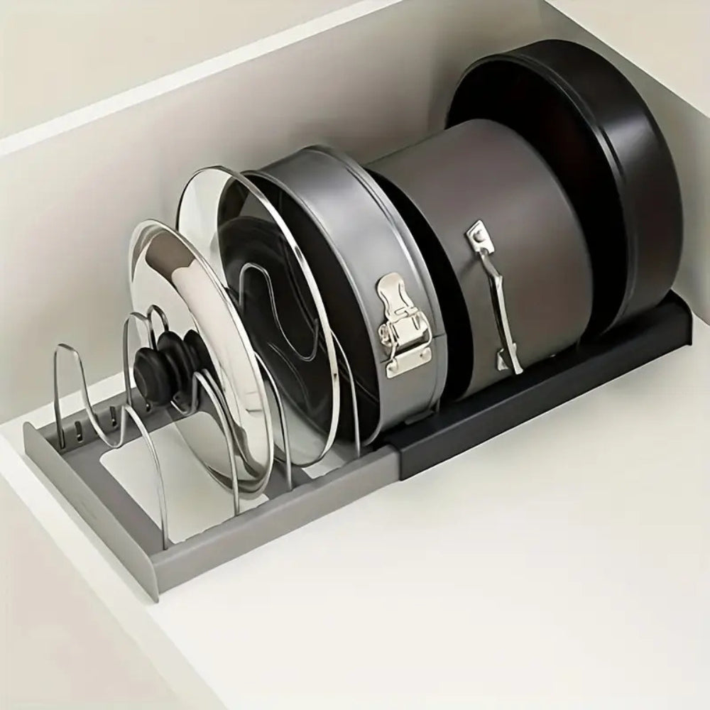 Evara Pot and Pans Organizer Rack - Adjustable Metal, Space-Saving Design 5