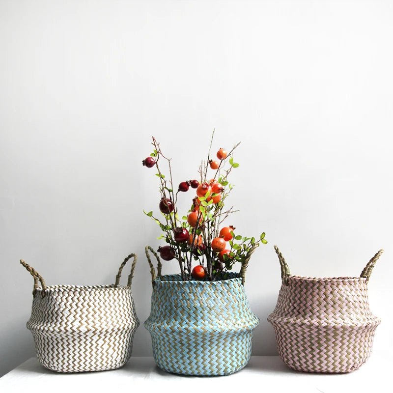NordicNest Fold – Woven Plant Basket – Boho Storag Decor Piece