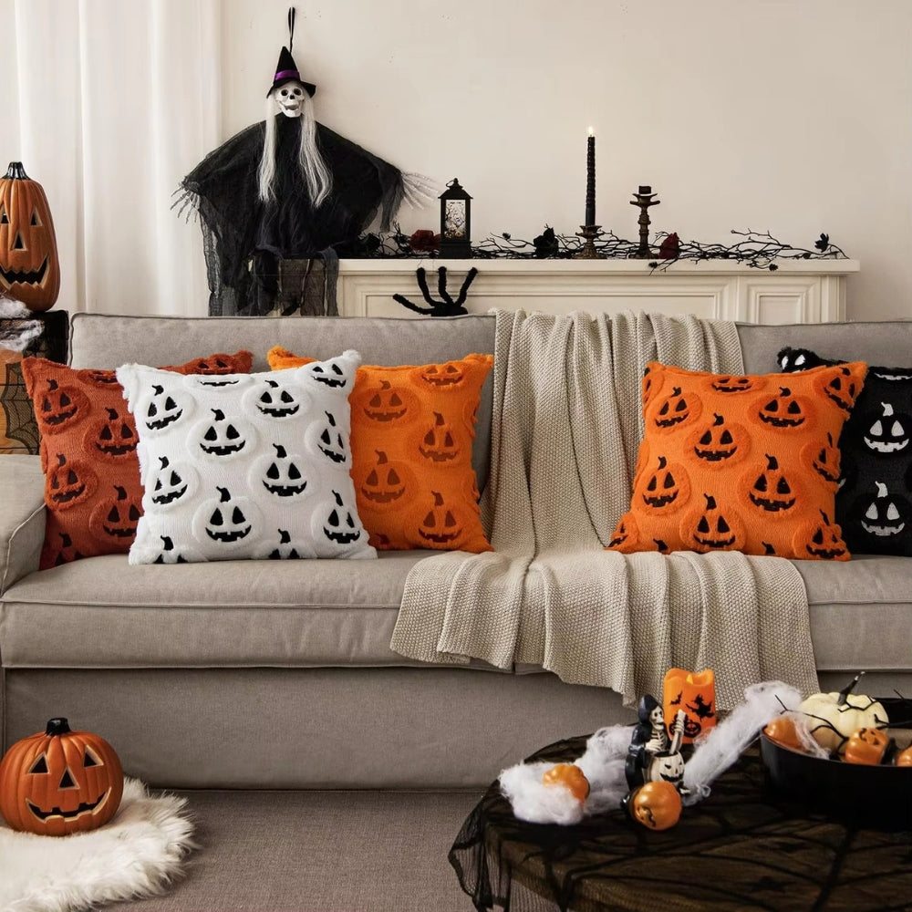 Fable Pumpkin Cushion Cover - Faux Fleece, Festive Halloween Decor 1
