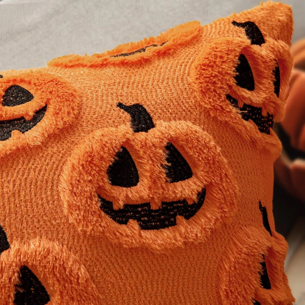 Fable Pumpkin Cushion Cover - Faux Fleece, Festive Halloween Decor 2