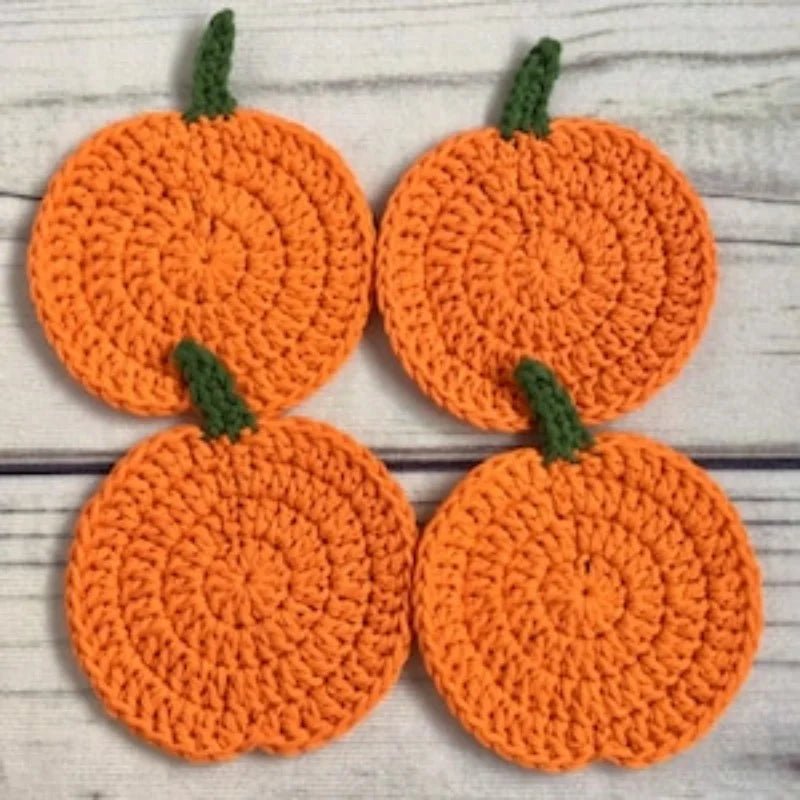 Fallora Pumpkin Coasters - Handmade Crochet, Autumn Decor 4