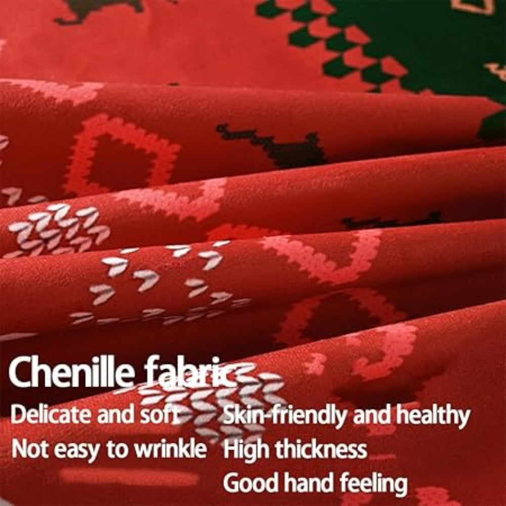 Felicity Tablecloth - Soft Chenille, Festive Red Plaid 2