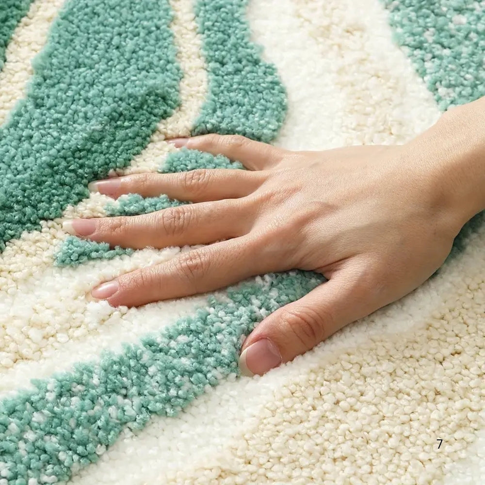 Fiona Bath Mat - Non-Slip Microfiber, Coastal Wavy Design 6