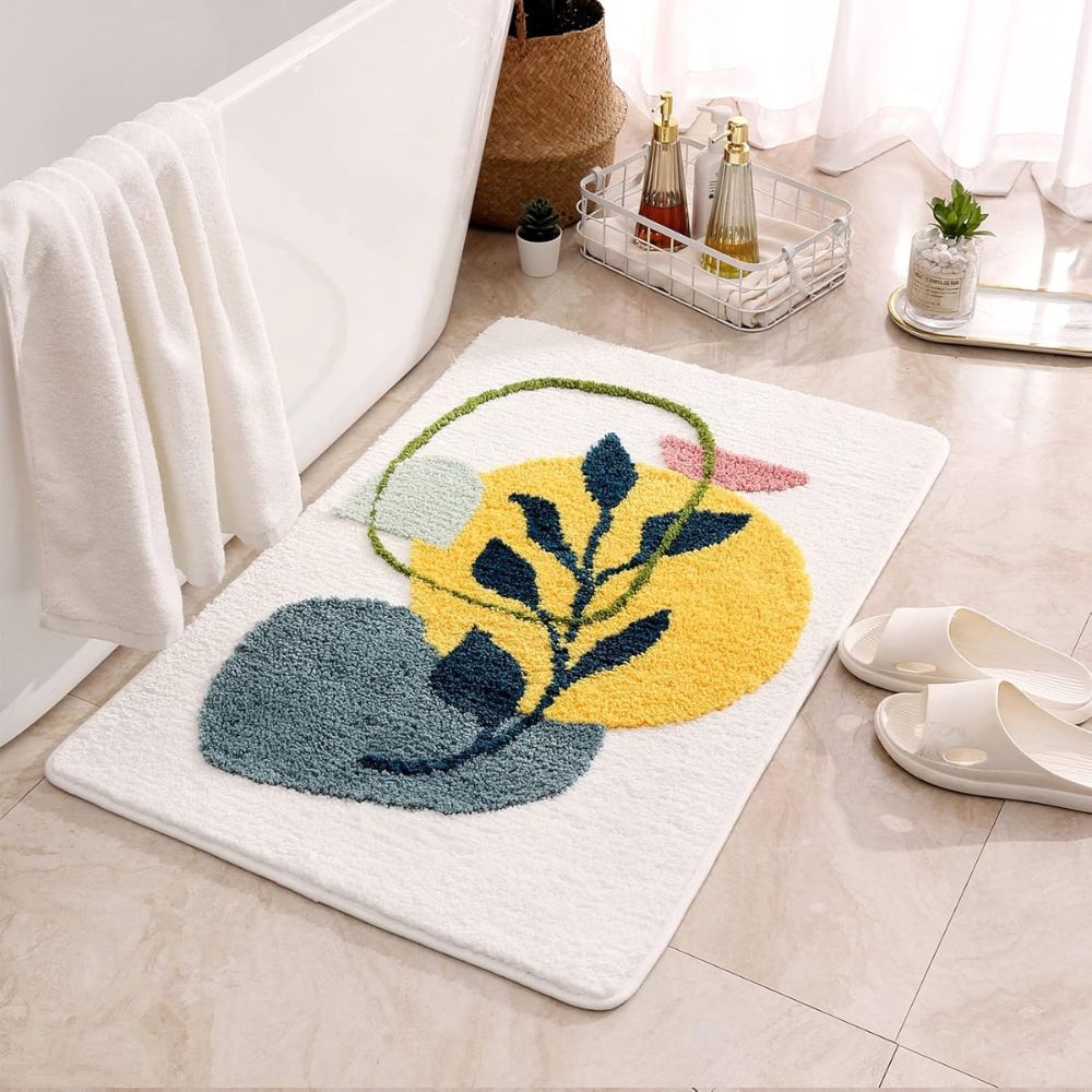Fiora Bath Mat - Non-Slip Microfiber, Floral Design 4