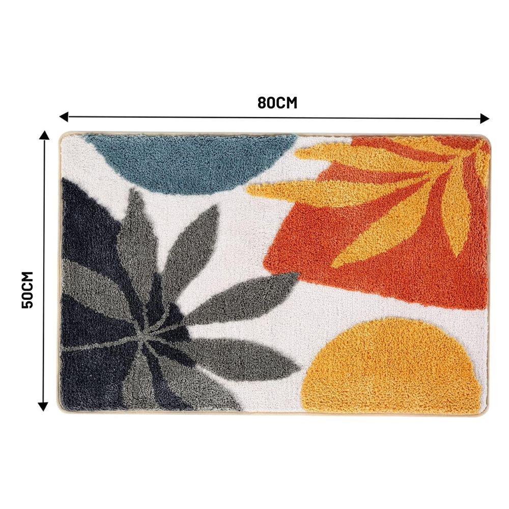 Fiora Bath Mat - Non-Slip Microfiber, Floral Design 9