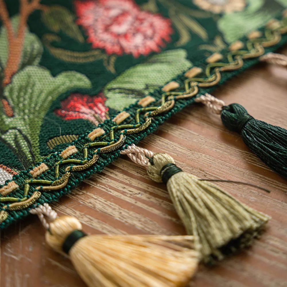 Fiora Table Runner - Embroidered Microfiber Botanical Design 6