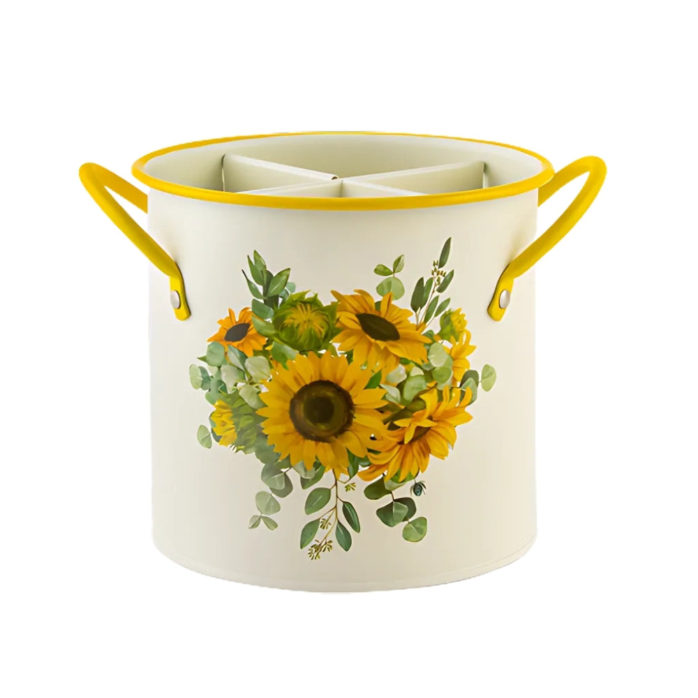 Fiora Utensil Holder - Cast Iron with Divider Lid, Vintage Floral Design 8