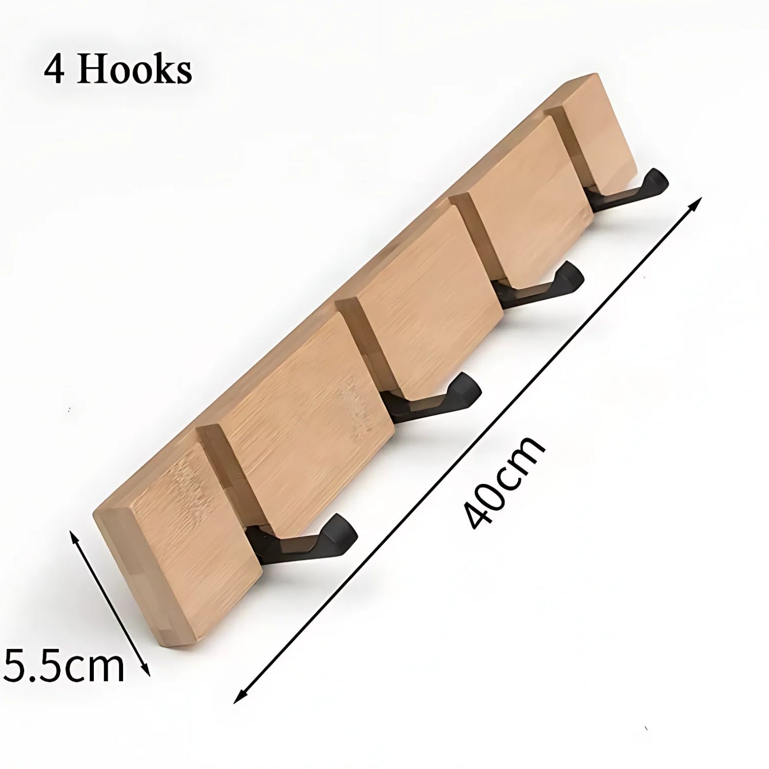 Fiora Wall Hook Rack - Natural Bamboo, Space-Saving Coat Hooks for Wall 7
