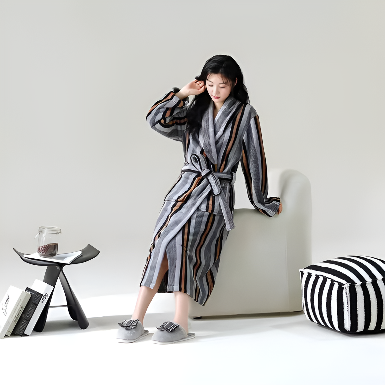 Fleece Haven Bathrobe - Ultra-Soft Fleece, Elegant Sherpa Accents 1