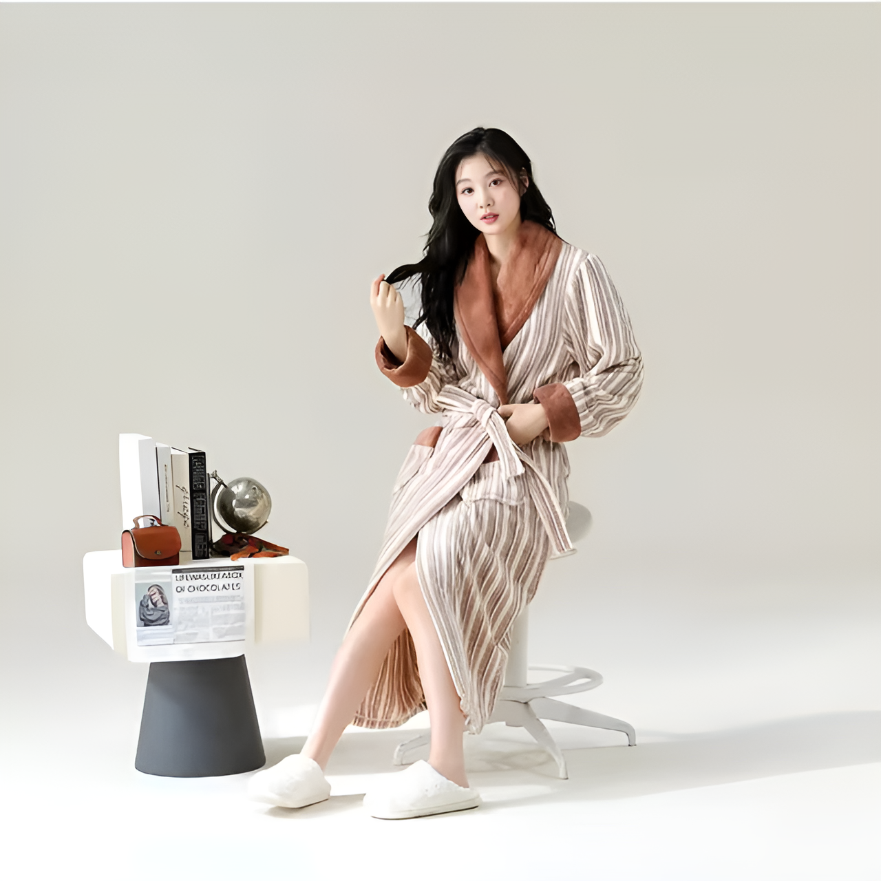 Fleece Haven Bathrobe - Ultra-Soft Fleece, Elegant Sherpa Accents 3