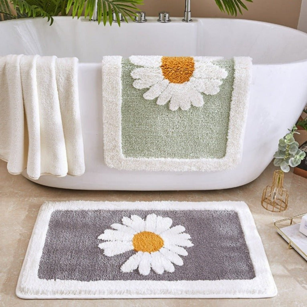 Fleur Bath Mat - Plush Microfiber, Non-Slip Floral Design 1