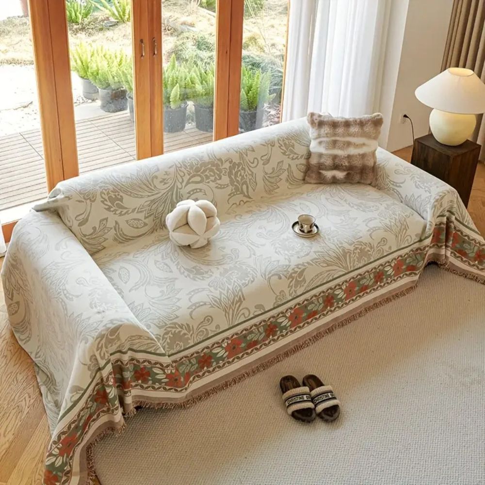 Fleur Sofa Cover - Soft Chenille, Floral Design 2