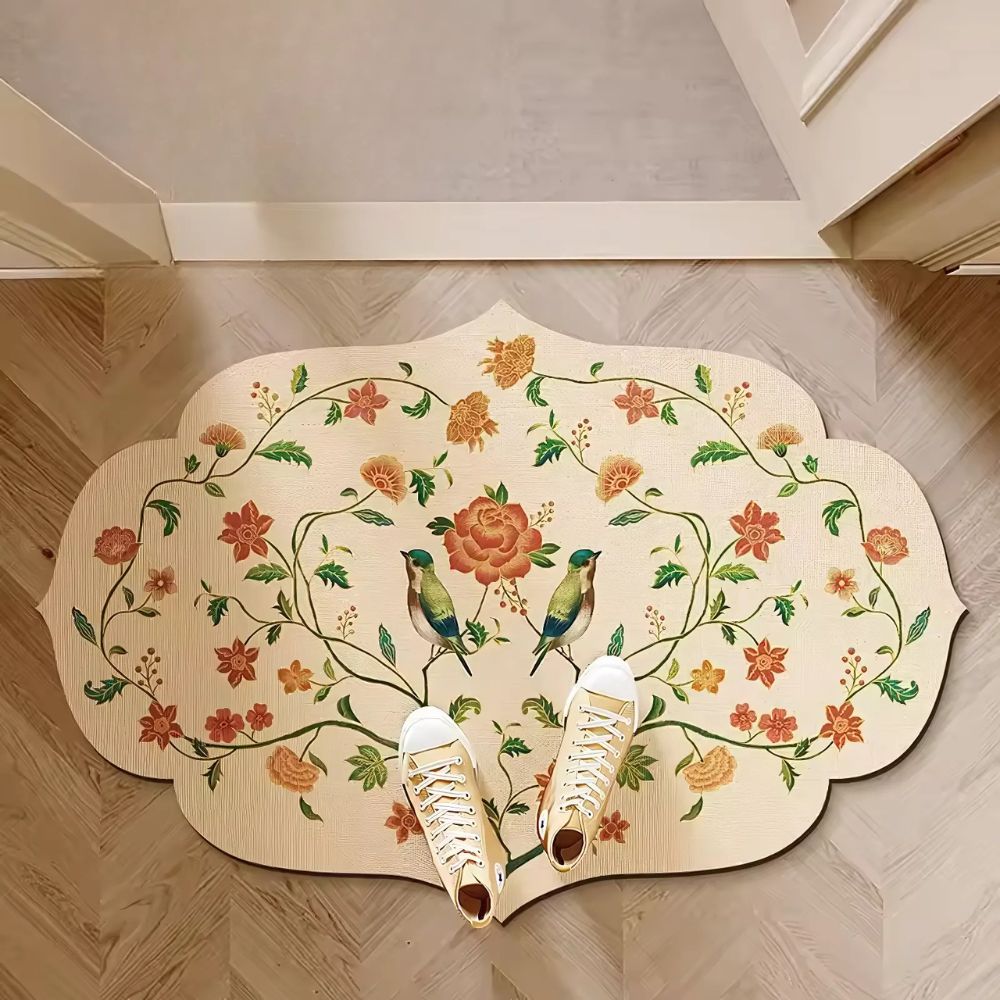 Flora Bath Mat - Diatomaceous, Non-Slip Floral Design 4