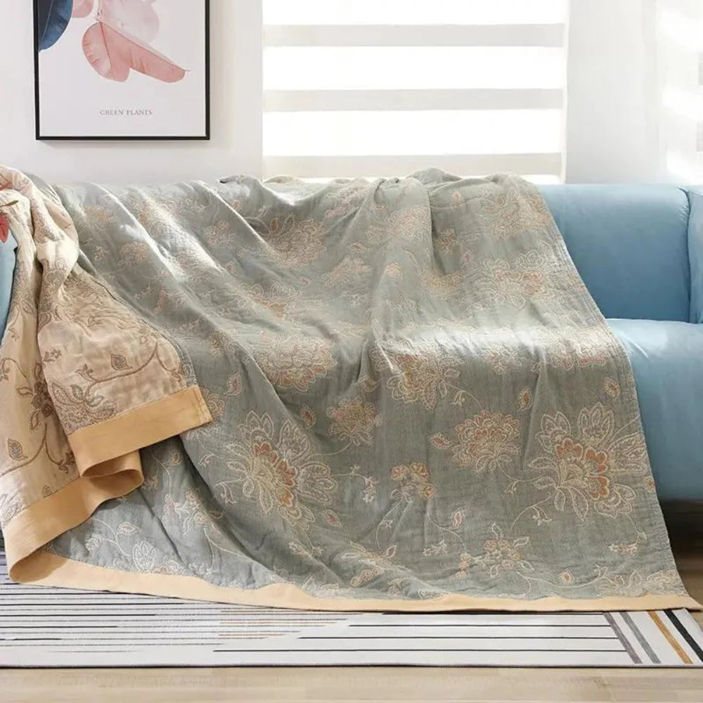 Flora Cooling Blanket - Lightweight Cotton, Breathable Floral Design 1