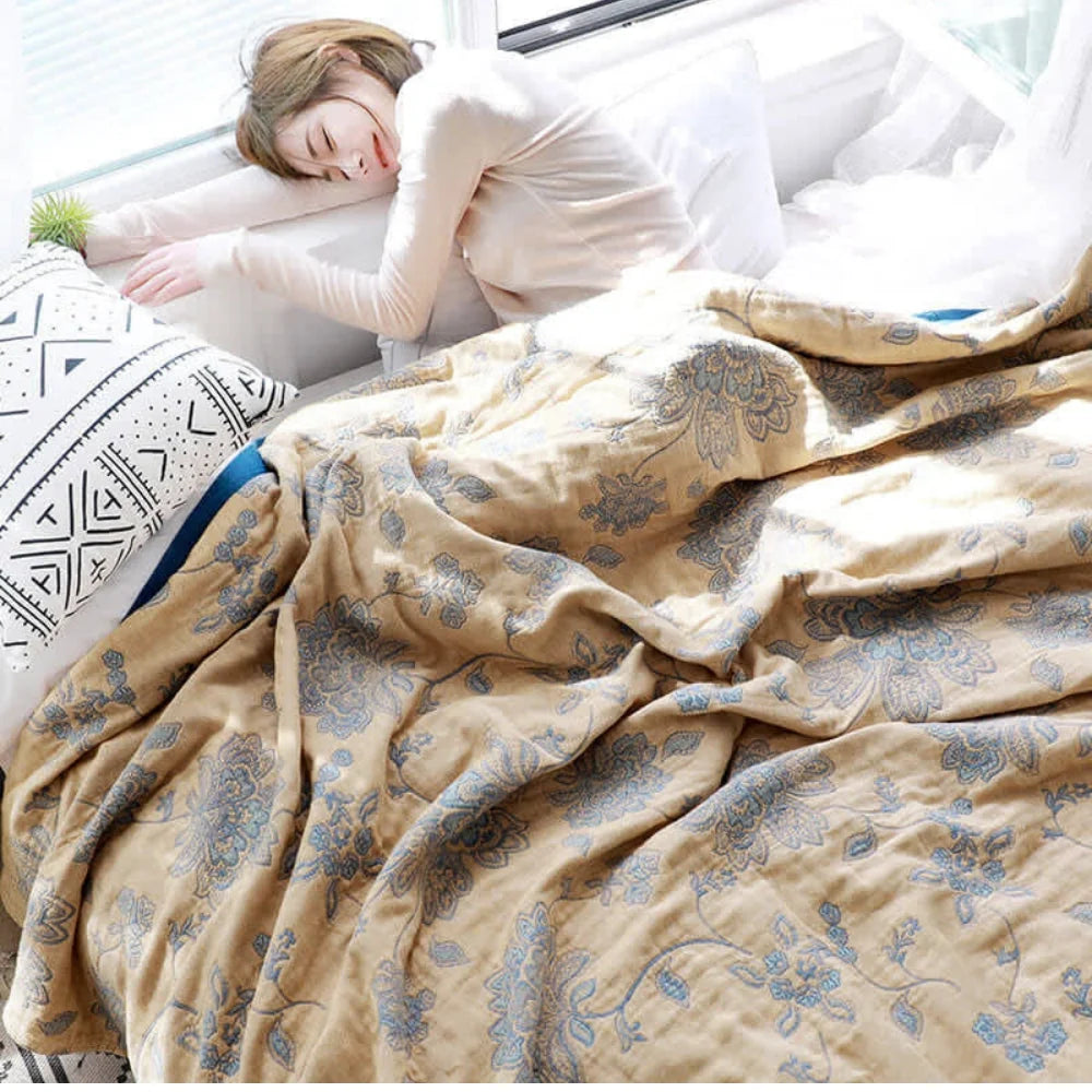 Flora Cooling Blanket - Lightweight Cotton, Breathable Floral Design 5