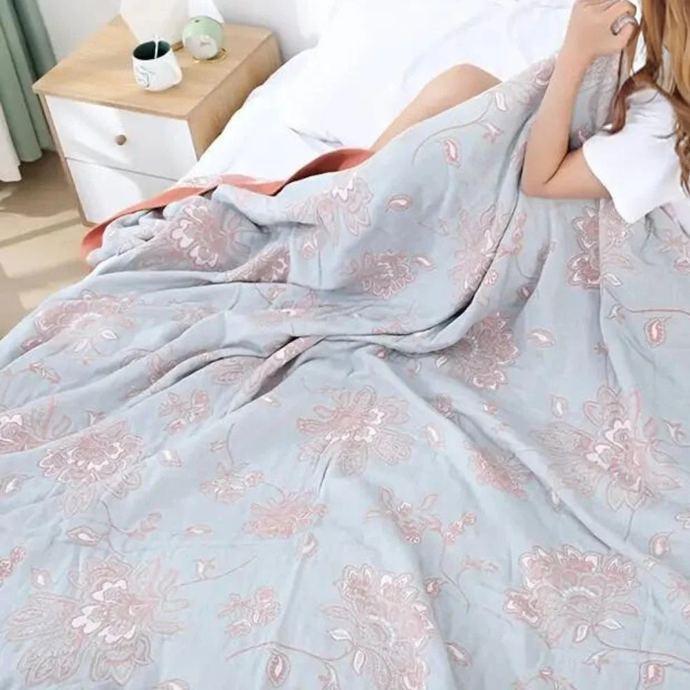 Flora Cooling Blanket - Lightweight Cotton, Breathable Floral Design 7