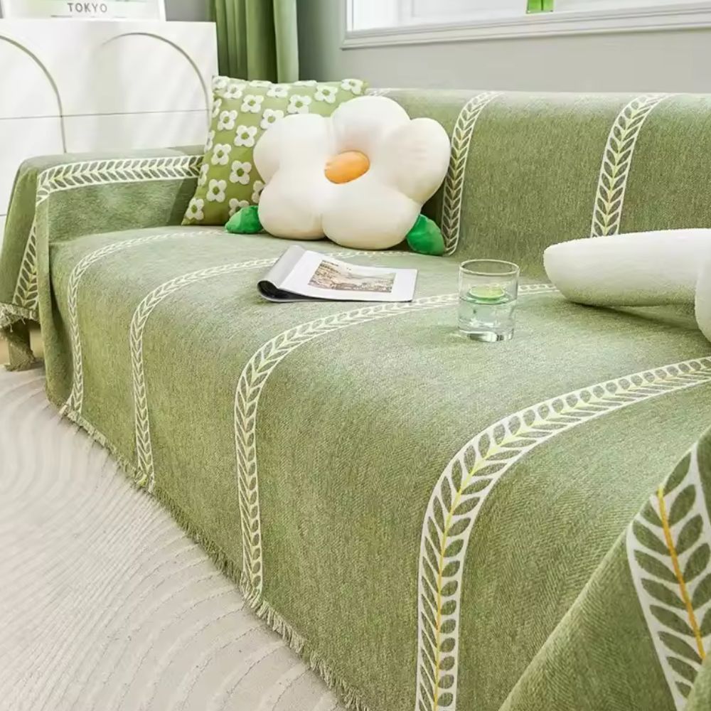 Flora Couch Cover - Premium Chenille, Leaf Pattern 10