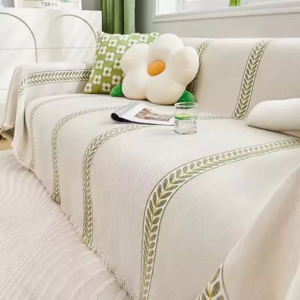 Flora Couch Cover - Premium Chenille, Leaf Pattern 9