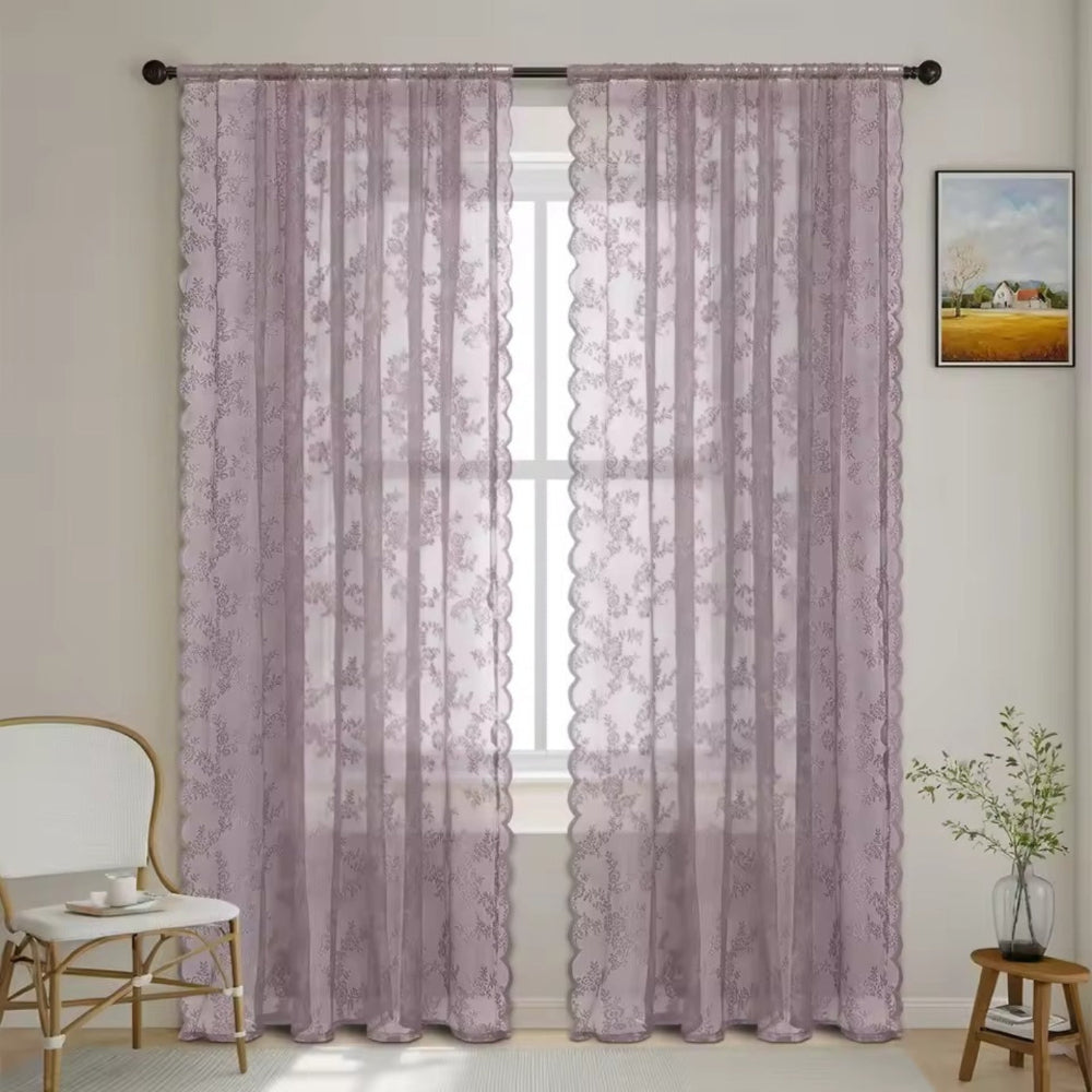 Flora Sheer Curtains - Lightweight Microfiber for Living Room, Elegant Design 0