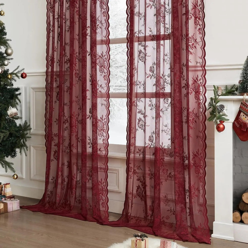 Flora Sheer Curtains - Lightweight Microfiber for Living Room, Elegant Design 2