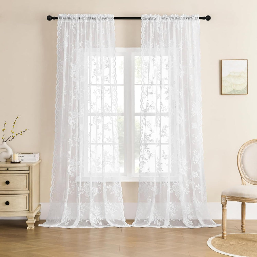 Flora Sheer Curtains - Lightweight Microfiber for Living Room, Elegant Design 6