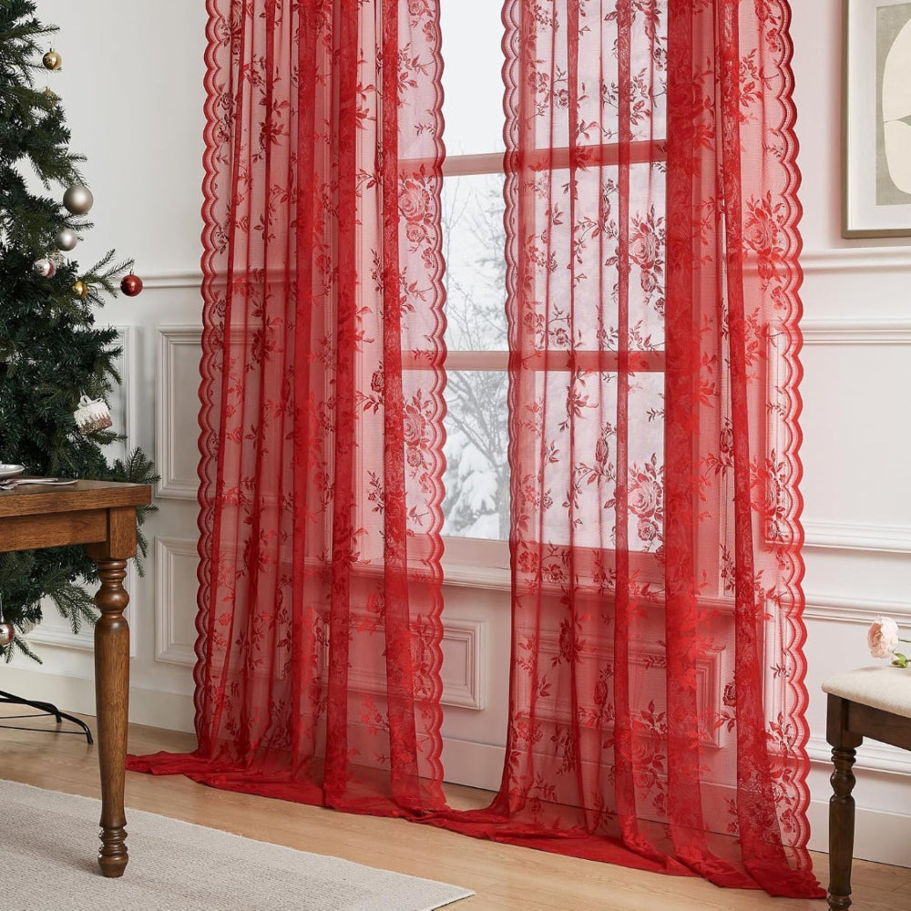 Flora Sheer Curtains - Lightweight Microfiber for Living Room, Elegant Design 7